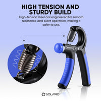 Solpro SHG-046 FirmFlex Adjustable Hand Grip Strengthener – 5-60kg Resistance, Ergonomic Grip, Forearm & Finger Strengthener with Mechanical Counter, Home Gym Rehab - Best Price online Prokicksports.com