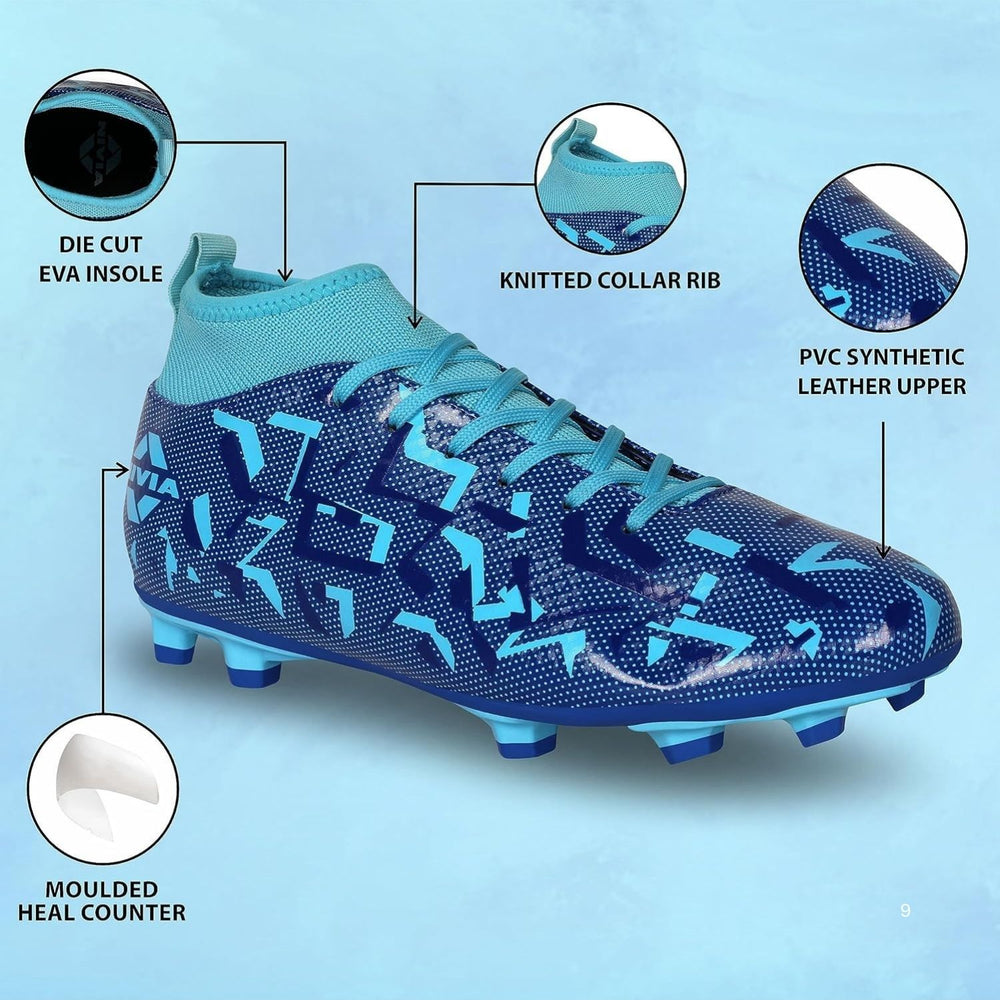 Nivia Encounter Pro 10.0 Football Shoes – Synthetic Leather Upper, TPU Stud Sole, Die-Cut EVA Insole | Lightweight Comfort, Grip & Durability for Hard Ground/Grass - Best Price online Prokicksports.com