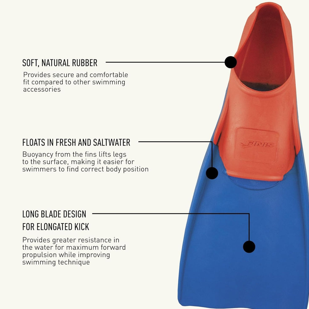 FINIS Long Floating Fins – Swim Training Fins with Buoyant Rubber Design, Improves Kick Technique, Leg Strength & Speed for Swimming Practice - Best Price online Prokicksports.com