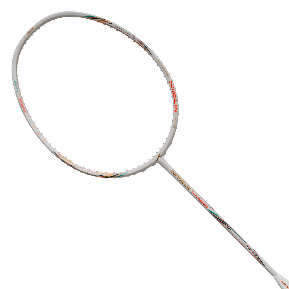 HUNDRED Nitrix Thunder Unstrung Badminton Racquet | Head-Heavy Power Frame with Superlight Carbon Fibre | Attack Series - Best Price online Prokicksports.com