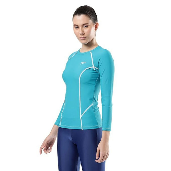 Speedo Women’s Long Sleeve Suntop – Solid Design | UPF 40+ UV Protection, Endurance®10 Chlorine-Resistant Fabric & Crew Neck