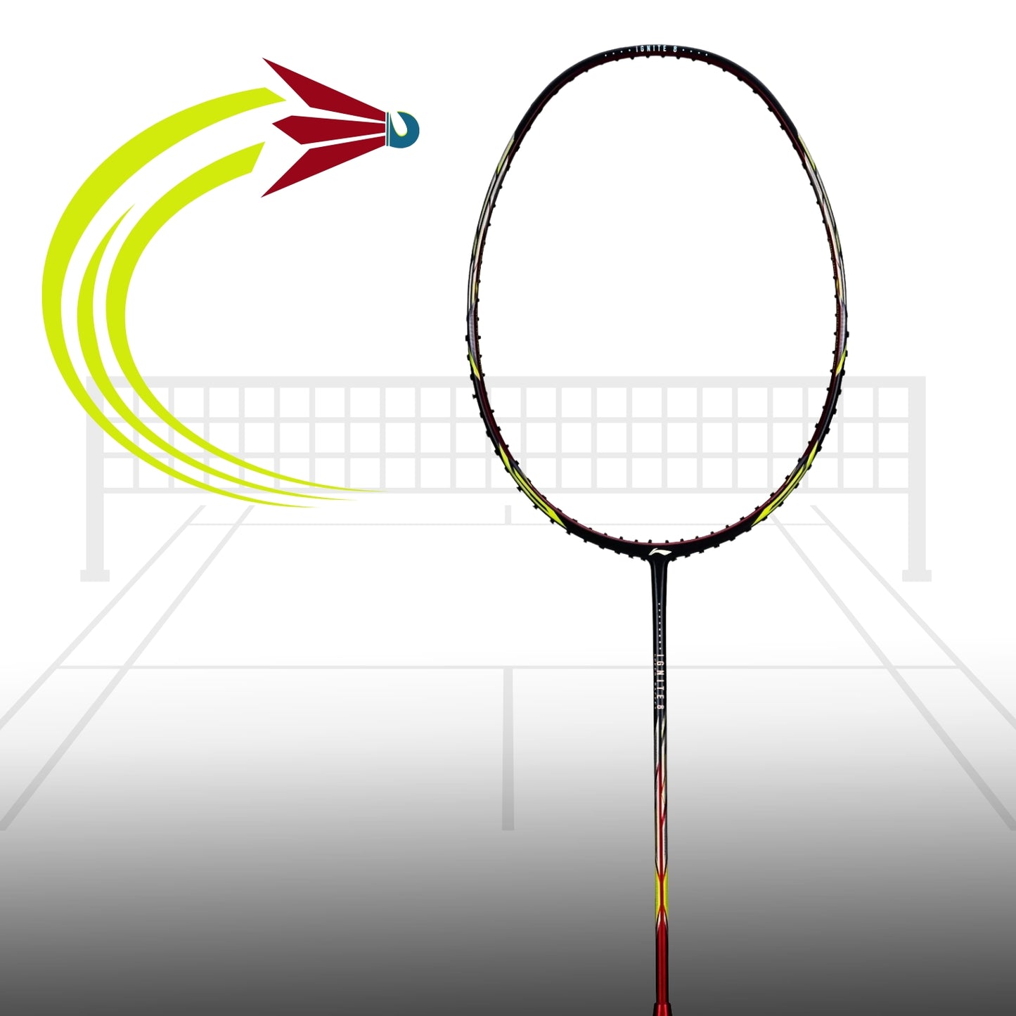 Li-Ning Ignite 8 Unstrung Badminton Racquet 5U6 | Head-Heavy Carbon Fibre Frame with AeroTec Beam & TB Nano Technology for Attacking Play - Best Price online Prokicksports.com