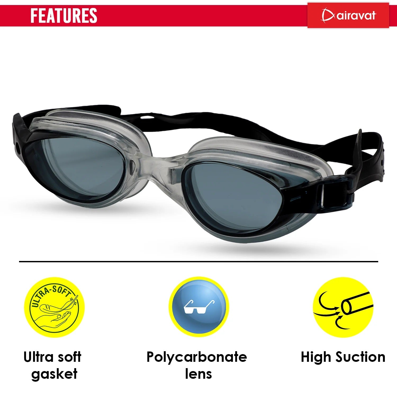 Airavat 1009 Triton Swimming Goggles | Adjustable Fit | Anti-Fog & UV Protection for Clear Vision, UV-Protected Swim Glasses for Adults & Youth | Comfortable Leak-Proof Fit for Training, Racing & Pool Use - Best Price online Prokicksports.com