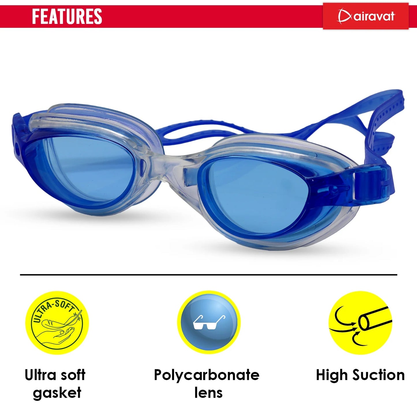 Airavat 1009 Triton Swimming Goggles | Adjustable Fit | Anti-Fog & UV Protection for Clear Vision, UV-Protected Swim Glasses for Adults & Youth | Comfortable Leak-Proof Fit for Training, Racing & Pool Use - Best Price online Prokicksports.com
