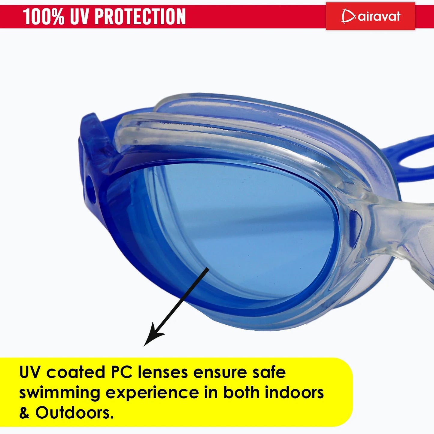 Airavat 1009 Triton Swimming Goggles | Adjustable Fit | Anti-Fog & UV Protection for Clear Vision, UV-Protected Swim Glasses for Adults & Youth | Comfortable Leak-Proof Fit for Training, Racing & Pool Use - Best Price online Prokicksports.com