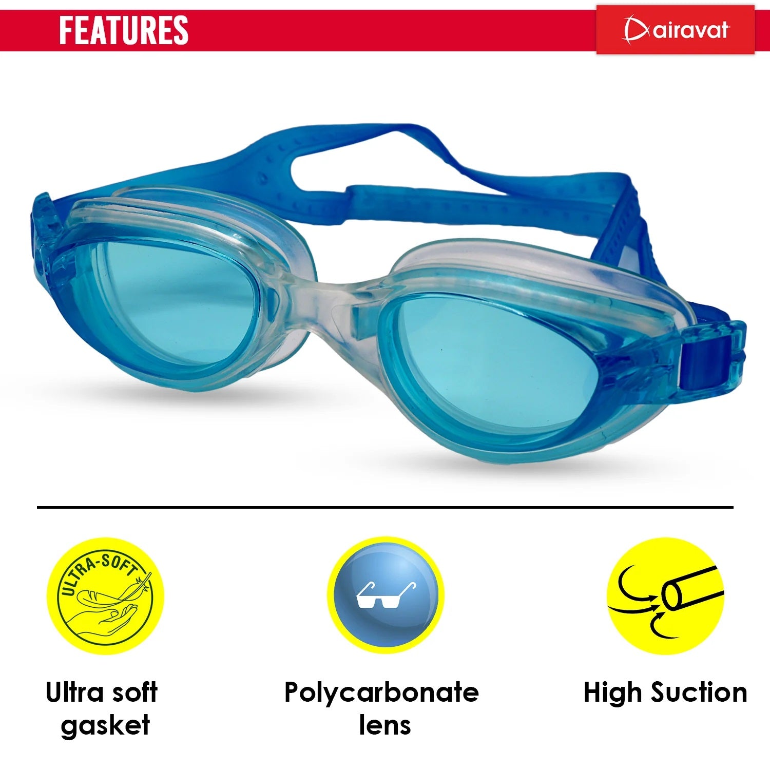 Airavat 1009 Triton Swimming Goggles | Adjustable Fit | Anti-Fog & UV Protection for Clear Vision, UV-Protected Swim Glasses for Adults & Youth | Comfortable Leak-Proof Fit for Training, Racing & Pool Use - Best Price online Prokicksports.com