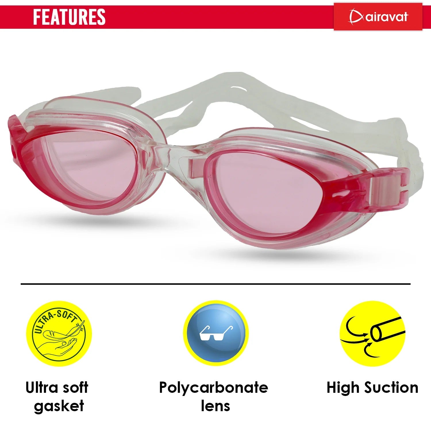 Airavat 1009 Triton Swimming Goggles | Adjustable Fit | Anti-Fog & UV Protection for Clear Vision, UV-Protected Swim Glasses for Adults & Youth | Comfortable Leak-Proof Fit for Training, Racing & Pool Use - Best Price online Prokicksports.com