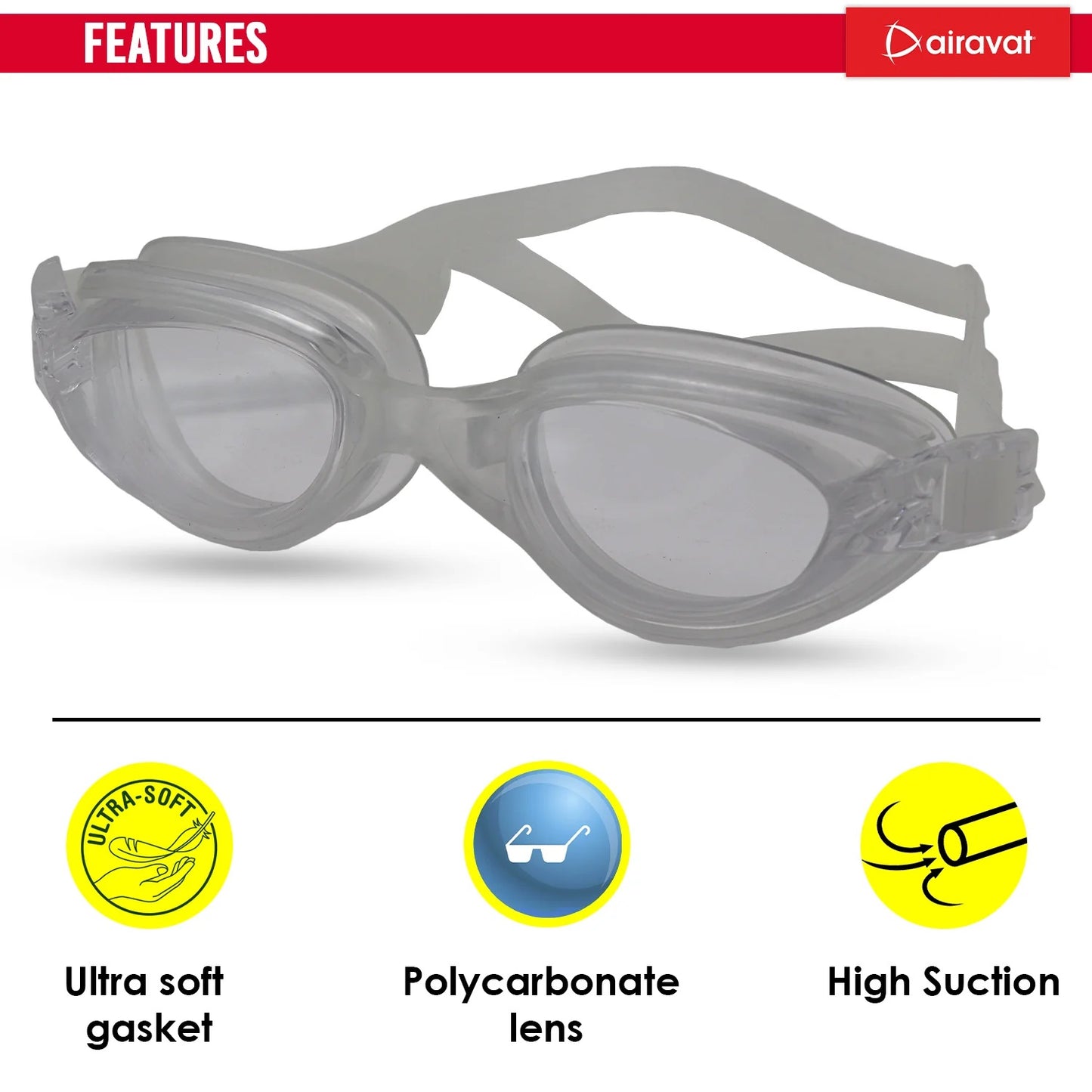 Airavat 1009 Triton Swimming Goggles | Adjustable Fit | Anti-Fog & UV Protection for Clear Vision, UV-Protected Swim Glasses for Adults & Youth | Comfortable Leak-Proof Fit for Training, Racing & Pool Use