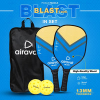 Airavat Blast 7406 Pickleball Paddle Set – 13mm | 2 Paddles + 2 Balls + Carry Bag | USAPA Approved | Lightweight Power & Control | Premium Grip | Tournament Ready (Yellow, Blue) - Best Price online Prokicksports.com