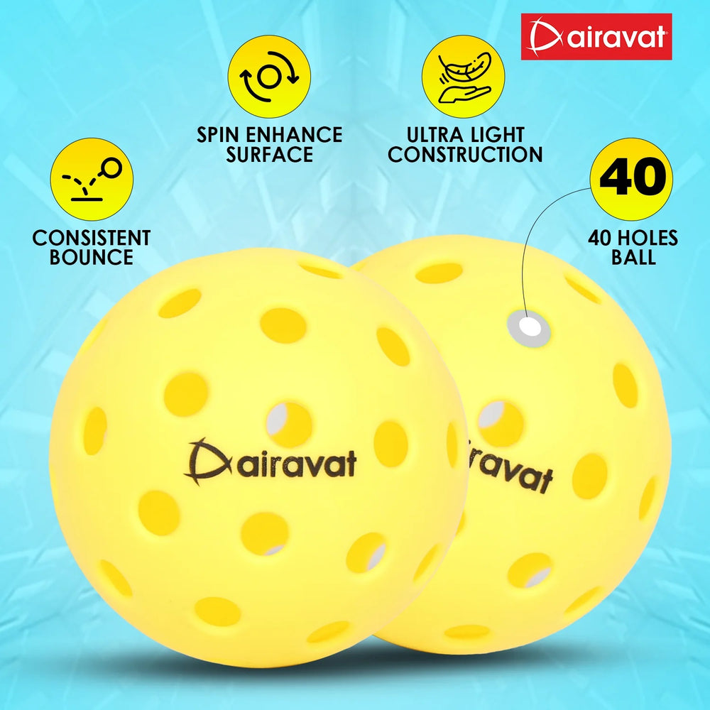 Airavat Blast 7406 Pickleball Paddle Set – 13mm | 2 Paddles + 2 Balls + Carry Bag | USAPA Approved | Lightweight Power & Control | Premium Grip | Tournament Ready (Yellow, Blue) - Best Price online Prokicksports.com