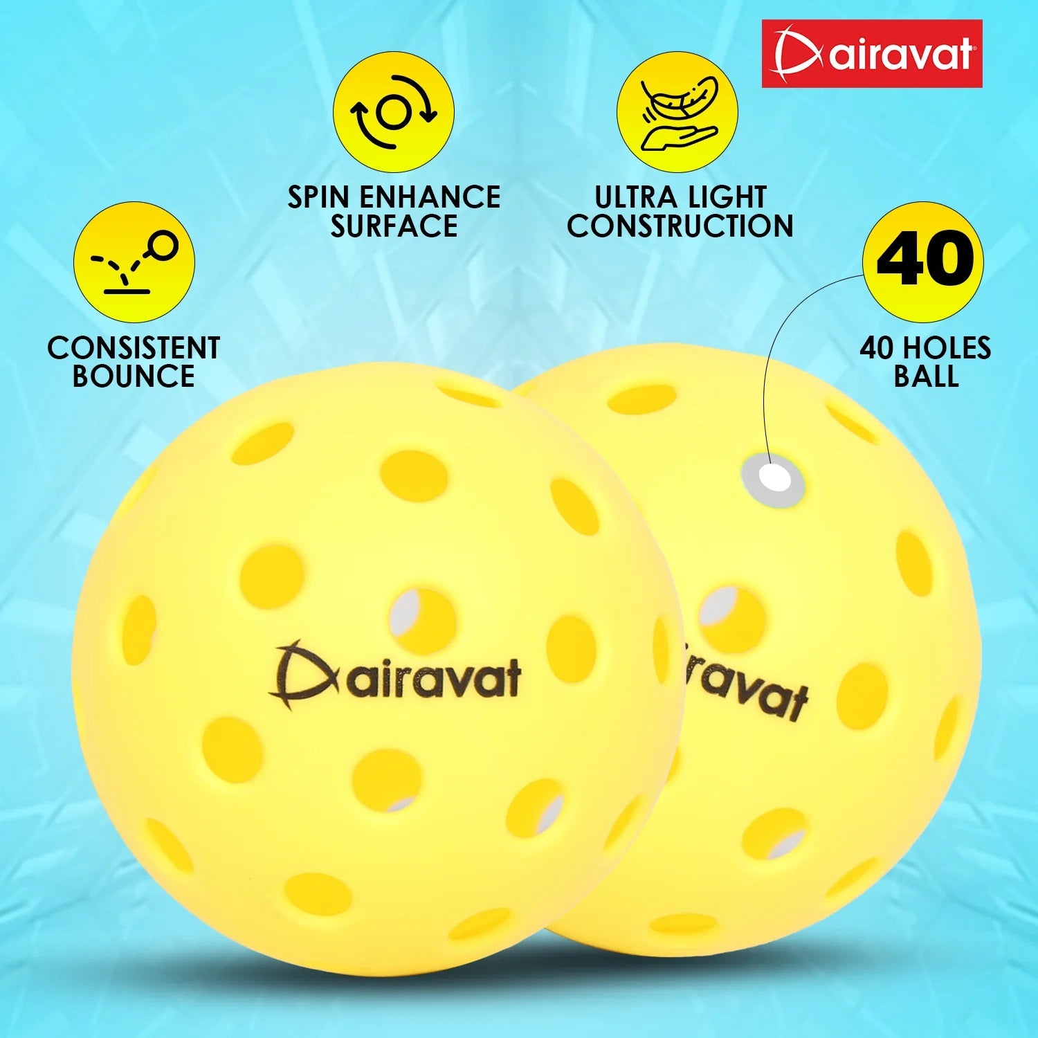 Airavat Blast 7406 Pickleball Paddle Set – 13mm | 2 Paddles + 2 Balls + Carry Bag | USAPA Approved | Lightweight Power & Control | Premium Grip | Tournament Ready (Yellow, Blue) - Best Price online Prokicksports.com