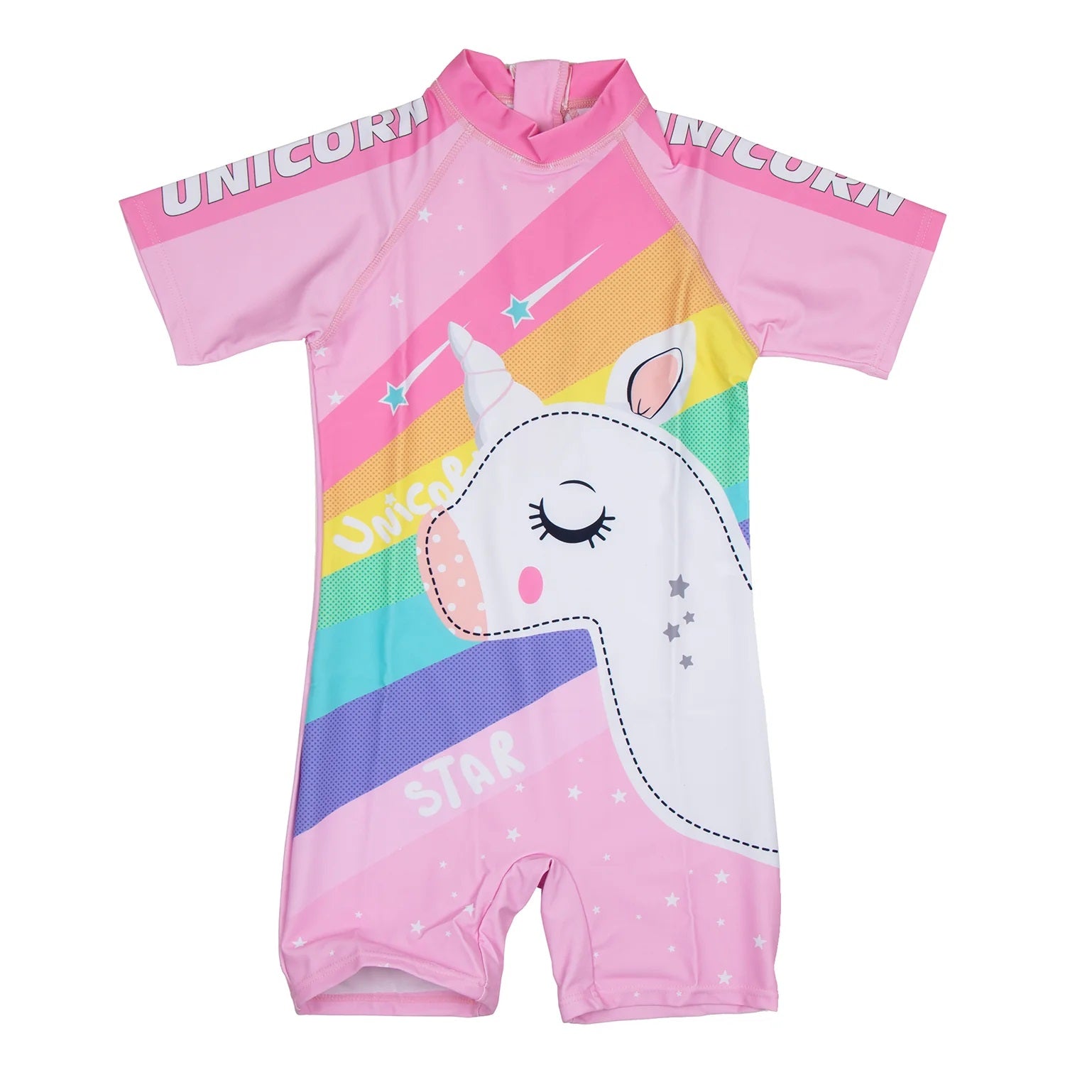 Airavat 1513 Children’s Rainbow Unicorn Swimming Costume – One-Piece Swimsuit for Girls | Cute Pink/White Swimwear for Kids (Model 7185) - Best Price online Prokicksports.com