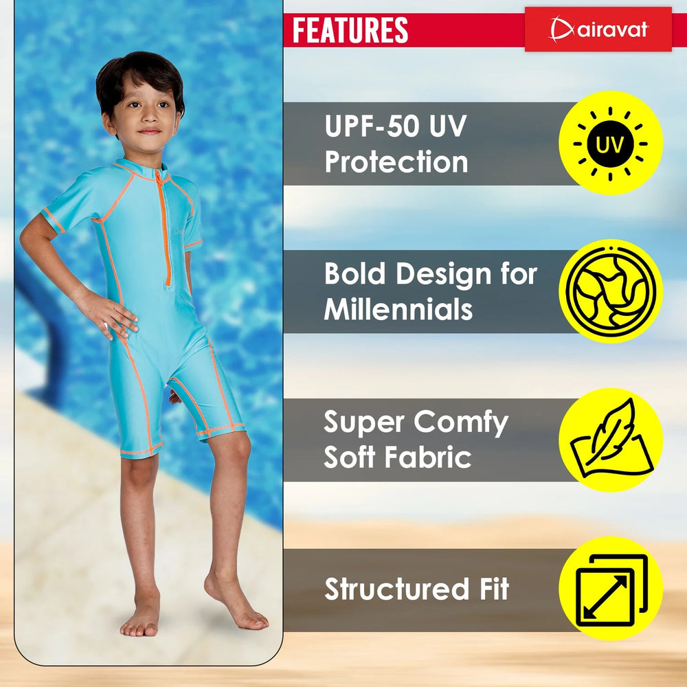Airavat 1506 Children Swimwear | Half Body Swimsuit for Kids | Navy Blue | Comfortable & Durable - Best Price online Prokicksports.com