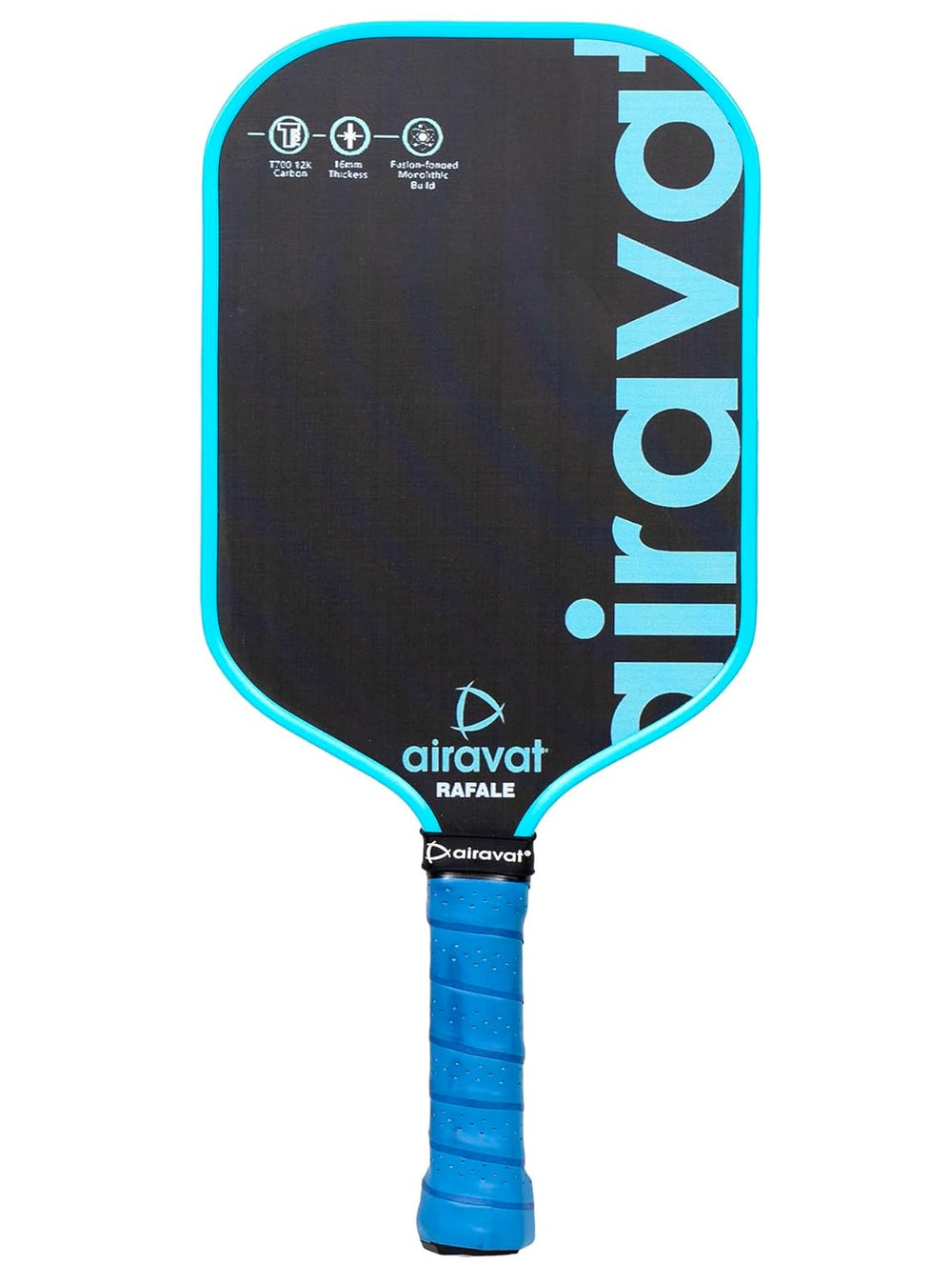 Airavat Rafale 7409 Pickleball Paddle - 16mm | T700 12K Carbon Fiber Face | Lightweight Power & Control Paddle | Premium Comfort Grip | Tournament Ready (Cyan/Gray)