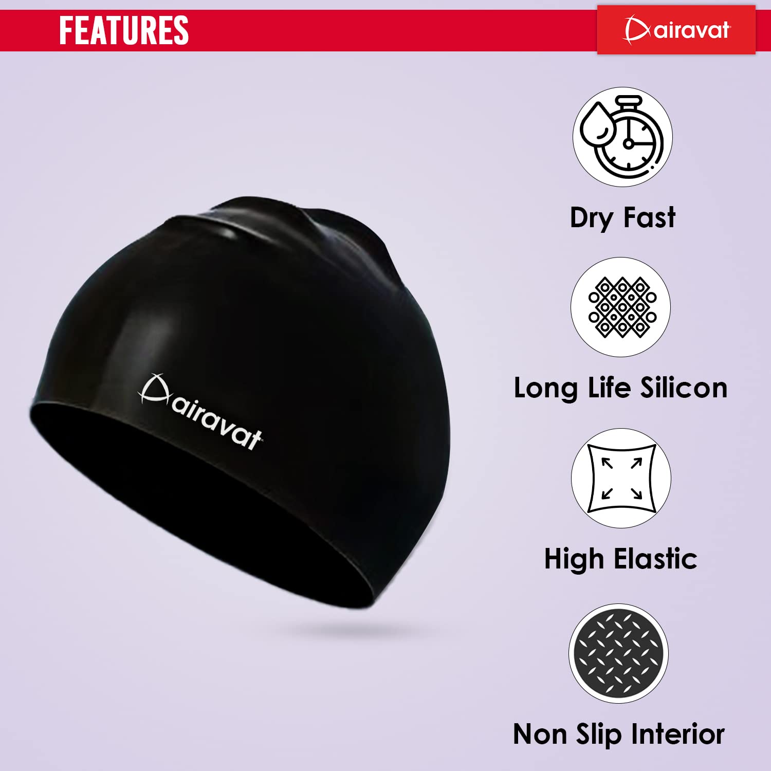 Airavat 001 Basic Swimming Cap | Waterproof, Stretchable & Comfortable | Unisex Swim Cap for Men, Women & Kids - Best Price online Prokicksports.com