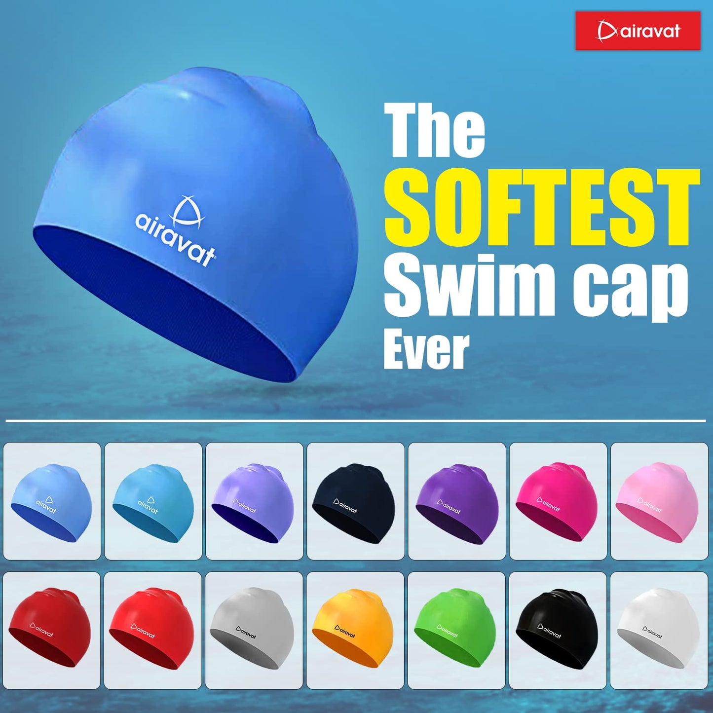 Airavat 001 Basic Swimming Cap | Waterproof, Stretchable & Comfortable | Unisex Swim Cap for Men, Women & Kids - Best Price online Prokicksports.com