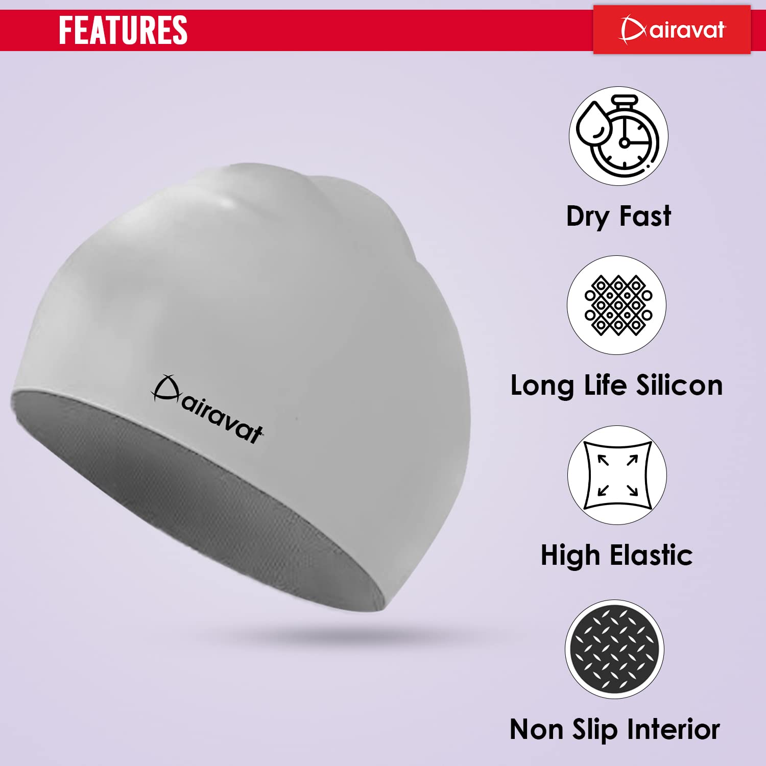 Airavat 001 Basic Swimming Cap | Waterproof, Stretchable & Comfortable | Unisex Swim Cap for Men, Women & Kids - Best Price online Prokicksports.com