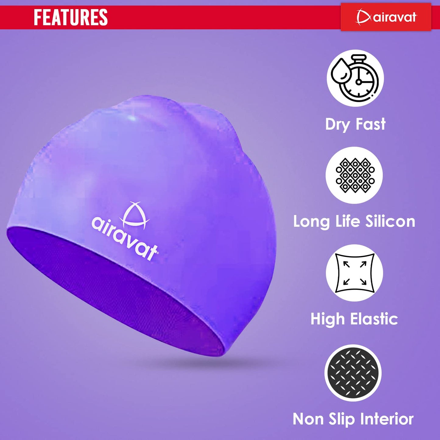 Airavat 001 Basic Swimming Cap | Waterproof, Stretchable & Comfortable | Unisex Swim Cap for Men, Women & Kids - Best Price online Prokicksports.com