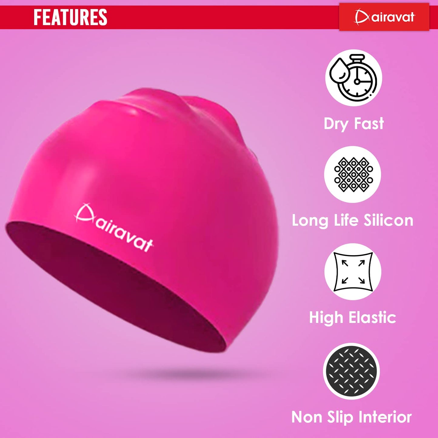 Airavat 001 Basic Swimming Cap | Waterproof, Stretchable & Comfortable | Unisex Swim Cap for Men, Women & Kids - Best Price online Prokicksports.com