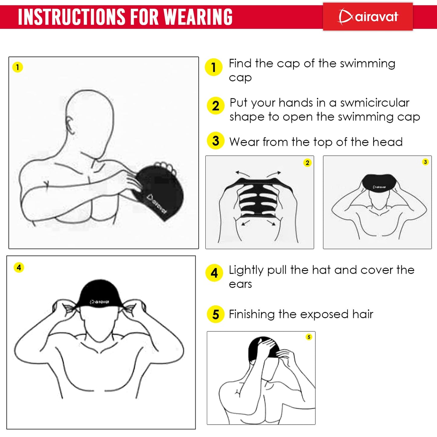 Airavat Classic Silicone Swim Cap – Comfortable & Durable Bathing Cap for Short, Medium & Long Hair – Unisex Swimming Cap for Men & Women