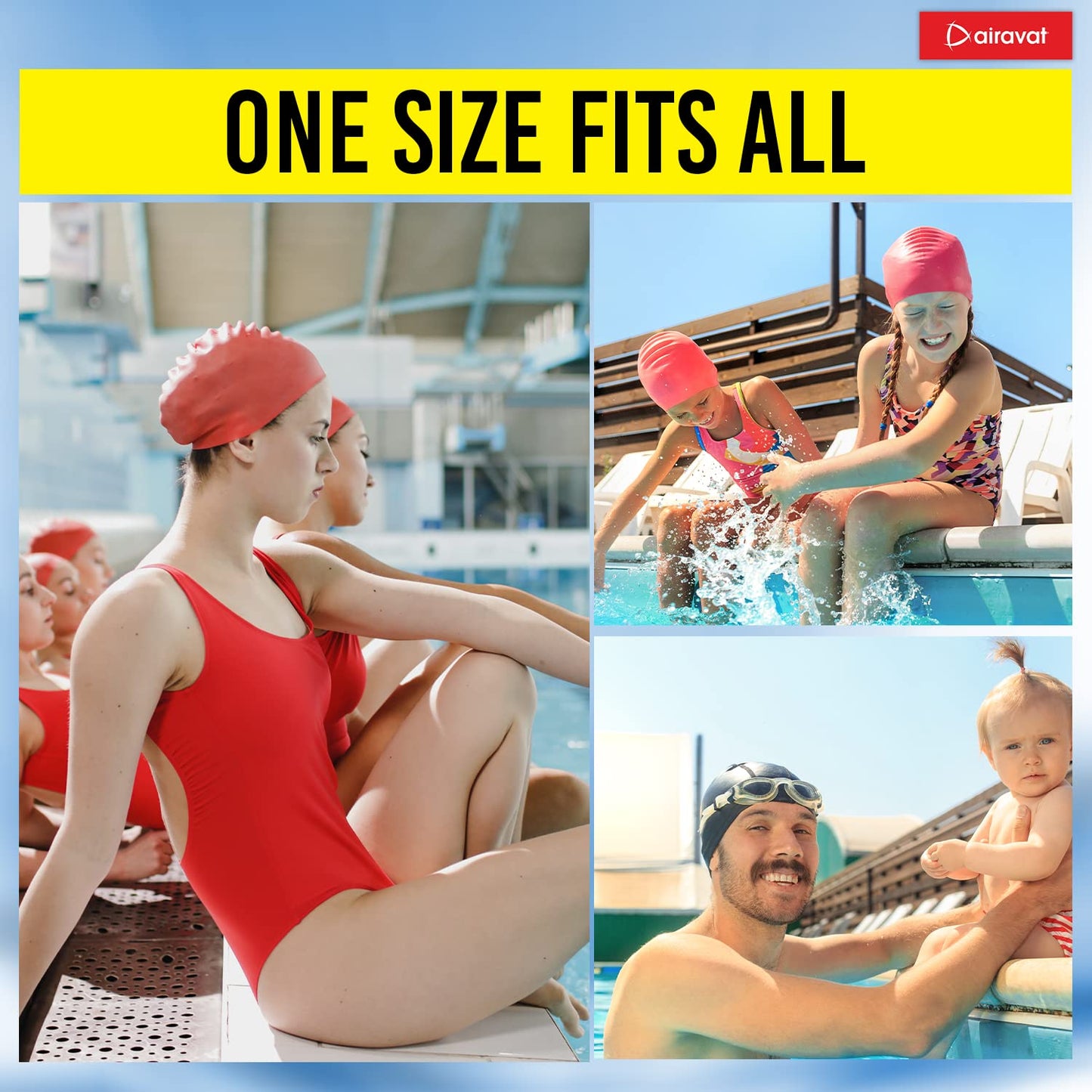 Airavat Classic Silicone Swim Cap – Comfortable & Durable Bathing Cap for Short, Medium & Long Hair – Unisex Swimming Cap for Men & Women