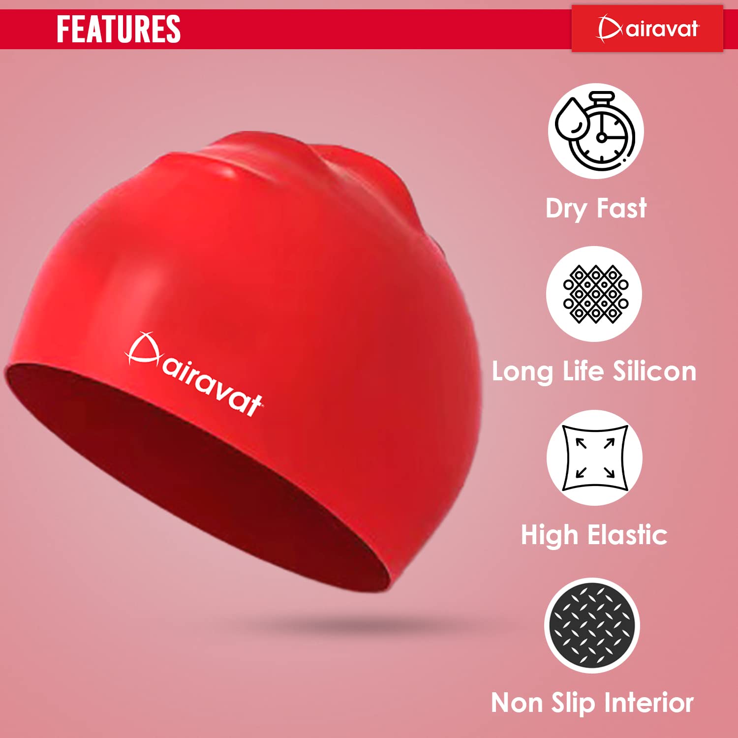 Airavat 001 Basic Swimming Cap | Waterproof, Stretchable & Comfortable | Unisex Swim Cap for Men, Women & Kids - Best Price online Prokicksports.com