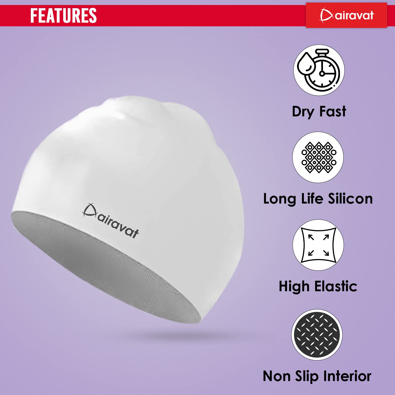 Airavat 001 Basic Swimming Cap | Waterproof, Stretchable & Comfortable | Unisex Swim Cap for Men, Women & Kids - Best Price online Prokicksports.com