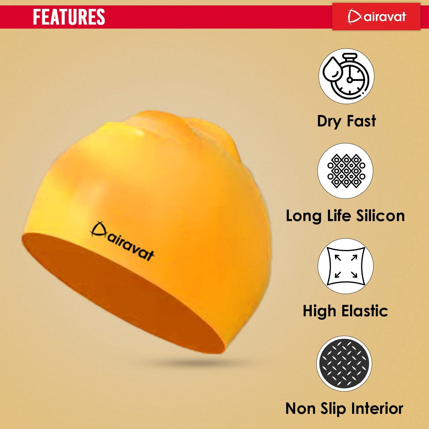 Airavat 001 Basic Swimming Cap | Waterproof, Stretchable & Comfortable | Unisex Swim Cap for Men, Women & Kids - Best Price online Prokicksports.com