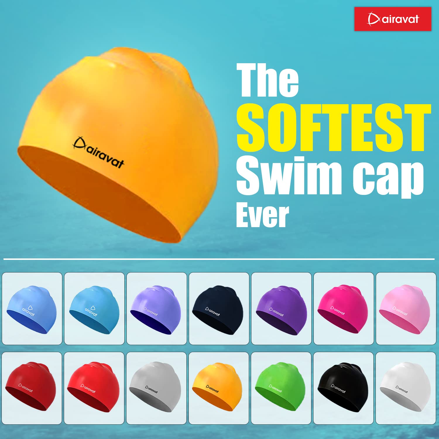 Airavat 001 Basic Swimming Cap | Waterproof, Stretchable & Comfortable | Unisex Swim Cap for Men, Women & Kids - Best Price online Prokicksports.com