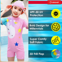 Airavat 1513 Kids Swimming Costume – Comfortable One-Piece Swimwear for Boys & Girls, Stretchable Fabric, Pool Training & Water Activities Use