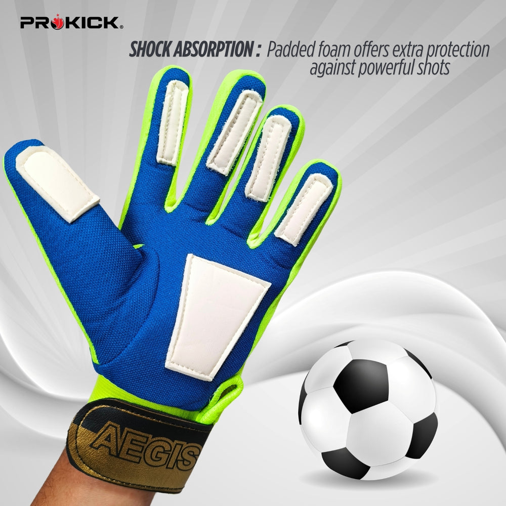 Prokick Aegis Football Goalkeeper Gloves with High Grip Latex Palm, Shock Absorption, Breathable Design for Superior Ball Control and Comfort - Best Price online Prokicksports.com