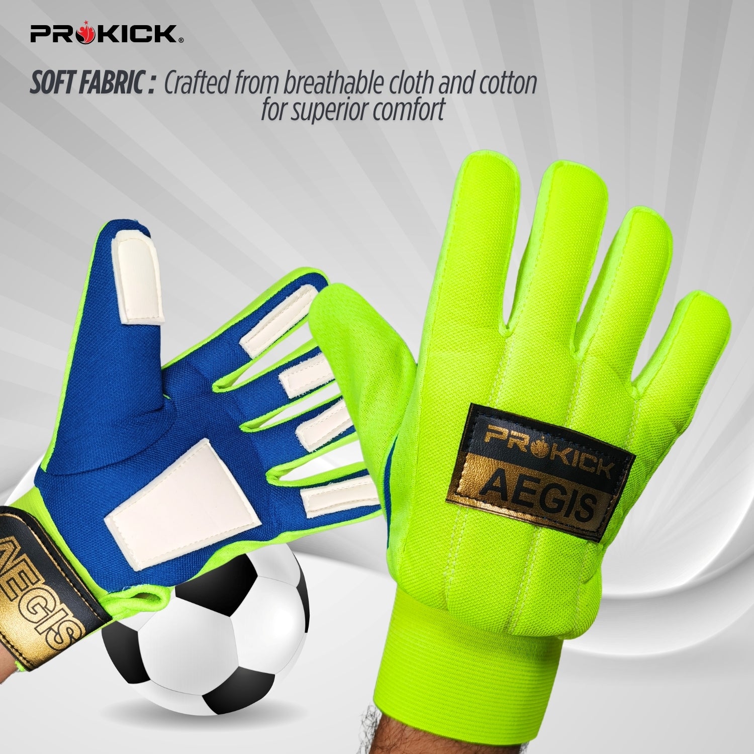 Prokick Aegis Football Goalkeeper Gloves with High Grip Latex Palm, Shock Absorption, Breathable Design for Superior Ball Control and Comfort - Best Price online Prokicksports.com