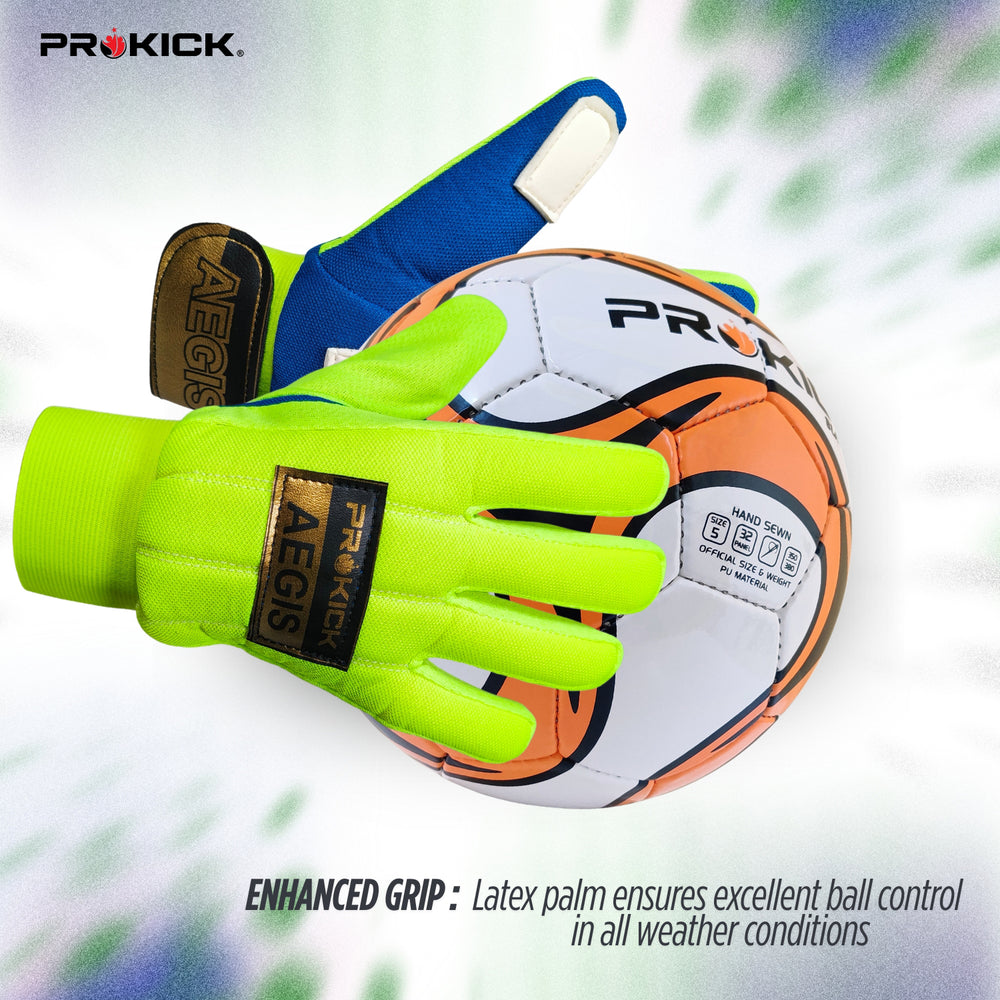 Prokick Aegis Football Goalkeeper Gloves with High Grip Latex Palm, Shock Absorption, Breathable Design for Superior Ball Control and Comfort - Best Price online Prokicksports.com