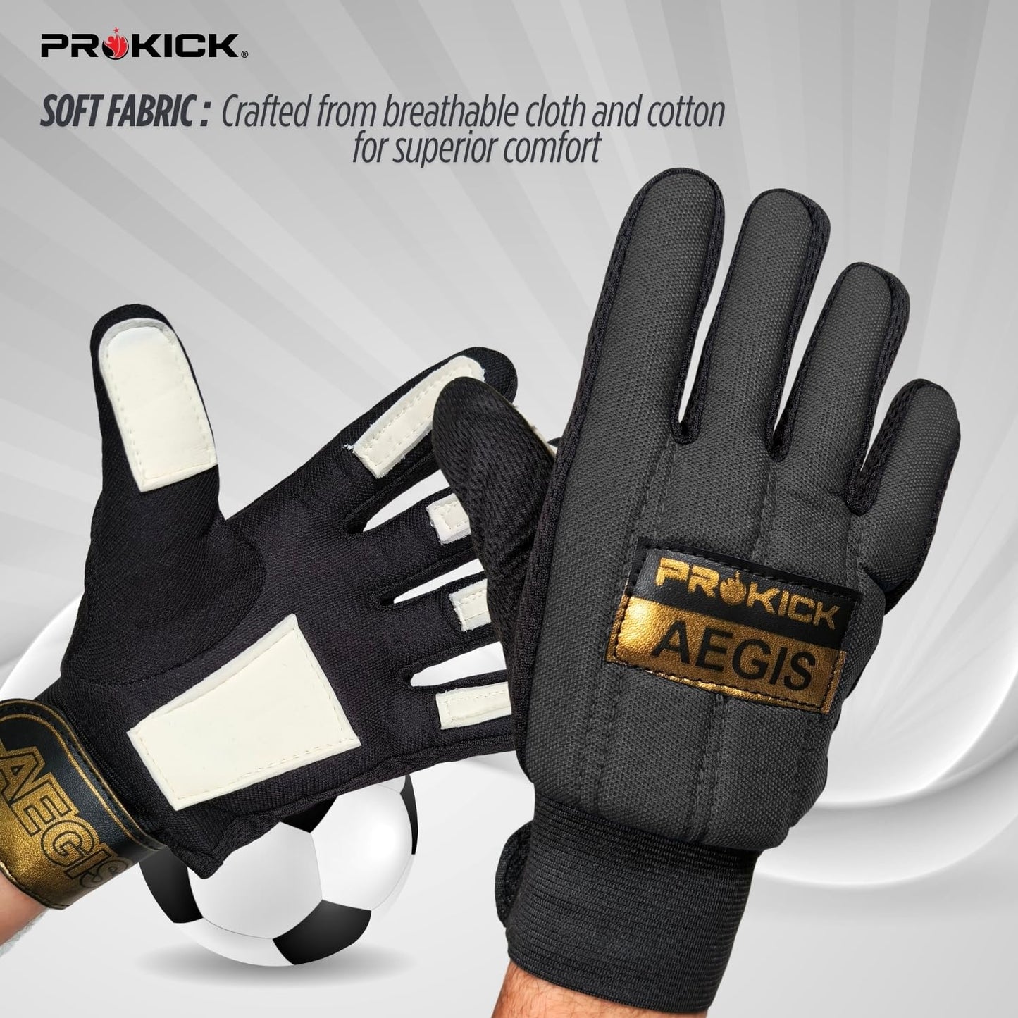 Prokick Aegis Football Goalkeeper Gloves with High Grip Latex Palm, Shock Absorption, Breathable Design for Superior Ball Control and Comfort - Best Price online Prokicksports.com