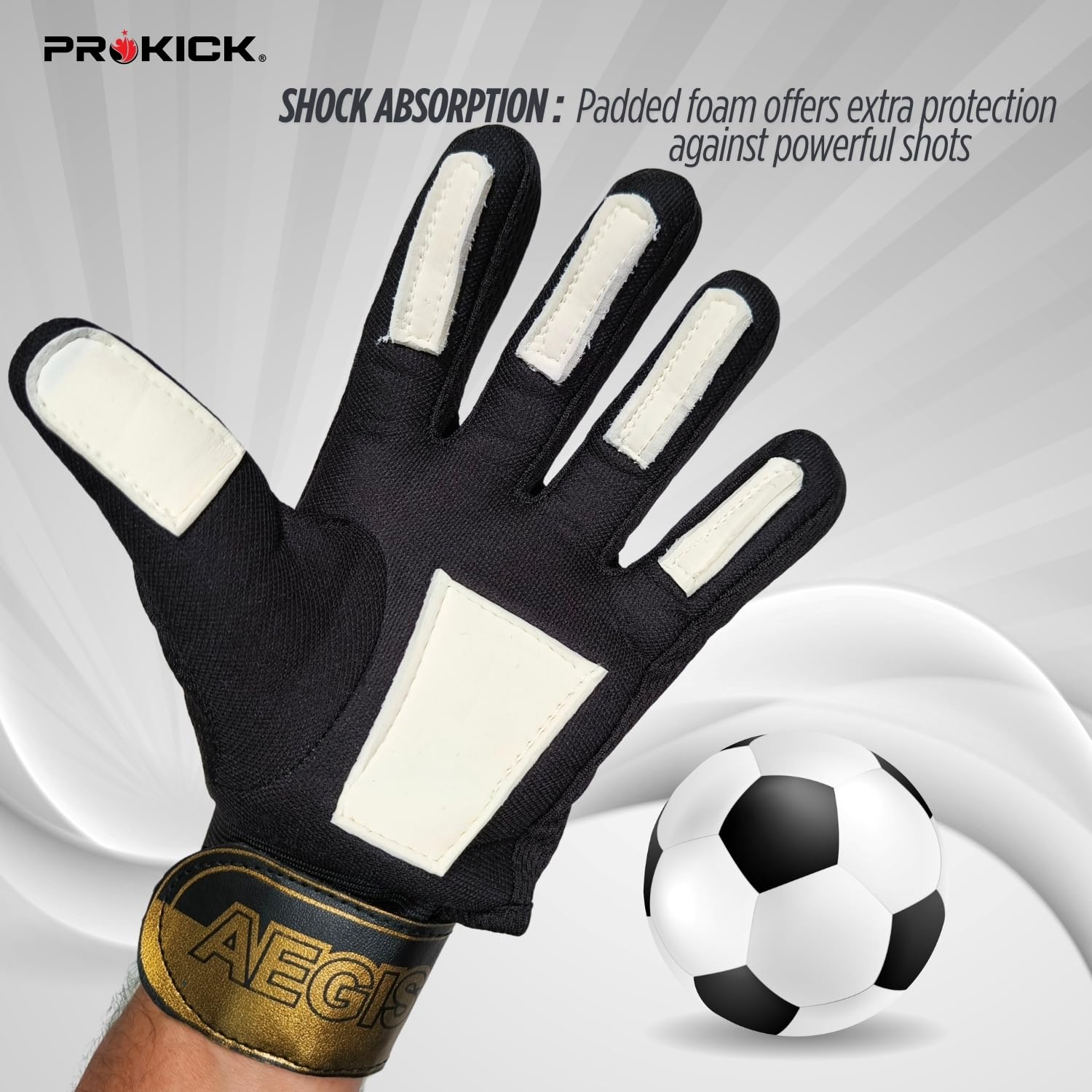 Prokick Aegis Football Goalkeeper Gloves with High Grip Latex Palm, Shock Absorption, Breathable Design for Superior Ball Control and Comfort - Best Price online Prokicksports.com