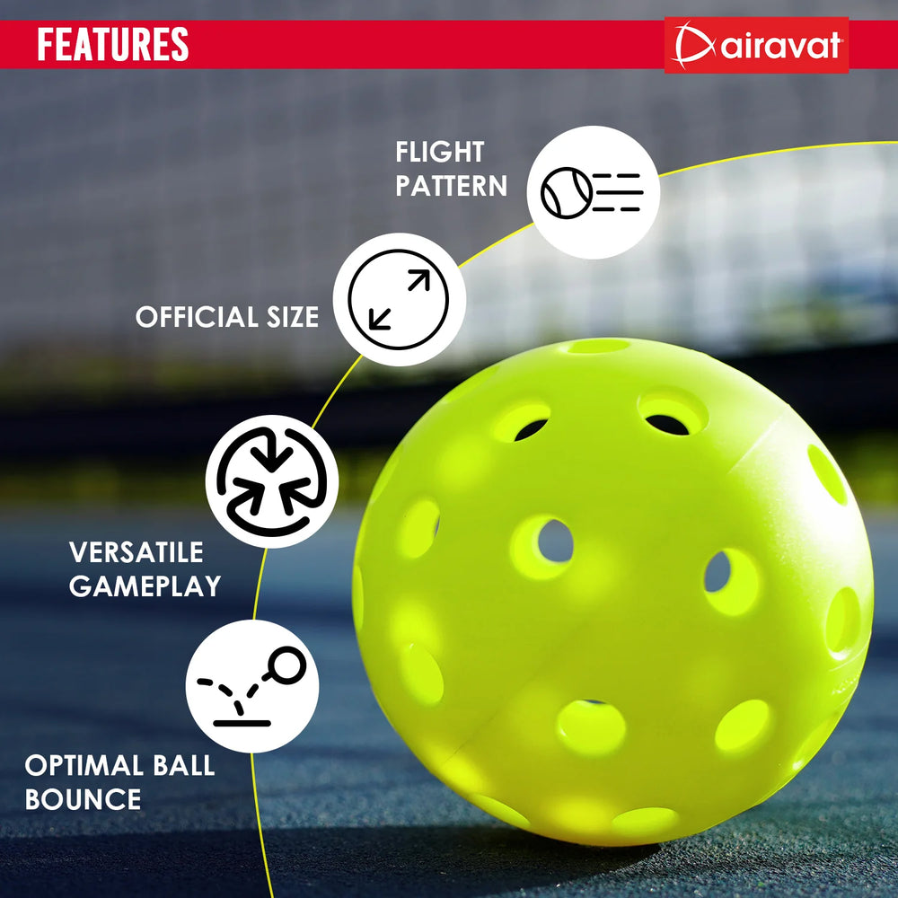Airavat Outdoor 40 Hole Pickleball Balls, Pack of 6 - Best Price online Prokicksports.com