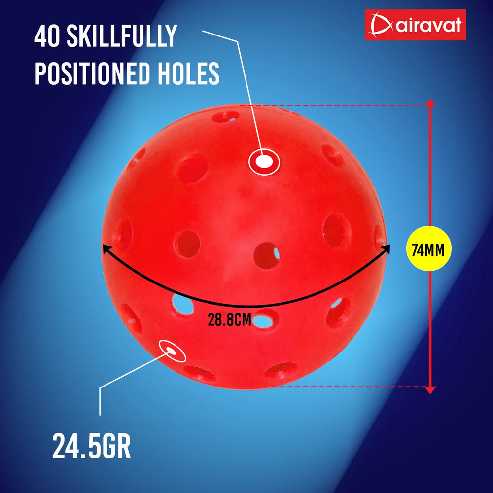 Airavat Outdoor 40 Hole Pickleball Balls, Pack of 6 - Best Price online Prokicksports.com