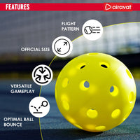 Airavat Outdoor 40 Hole Pickleball Balls, Pack of 6 - Best Price online Prokicksports.com