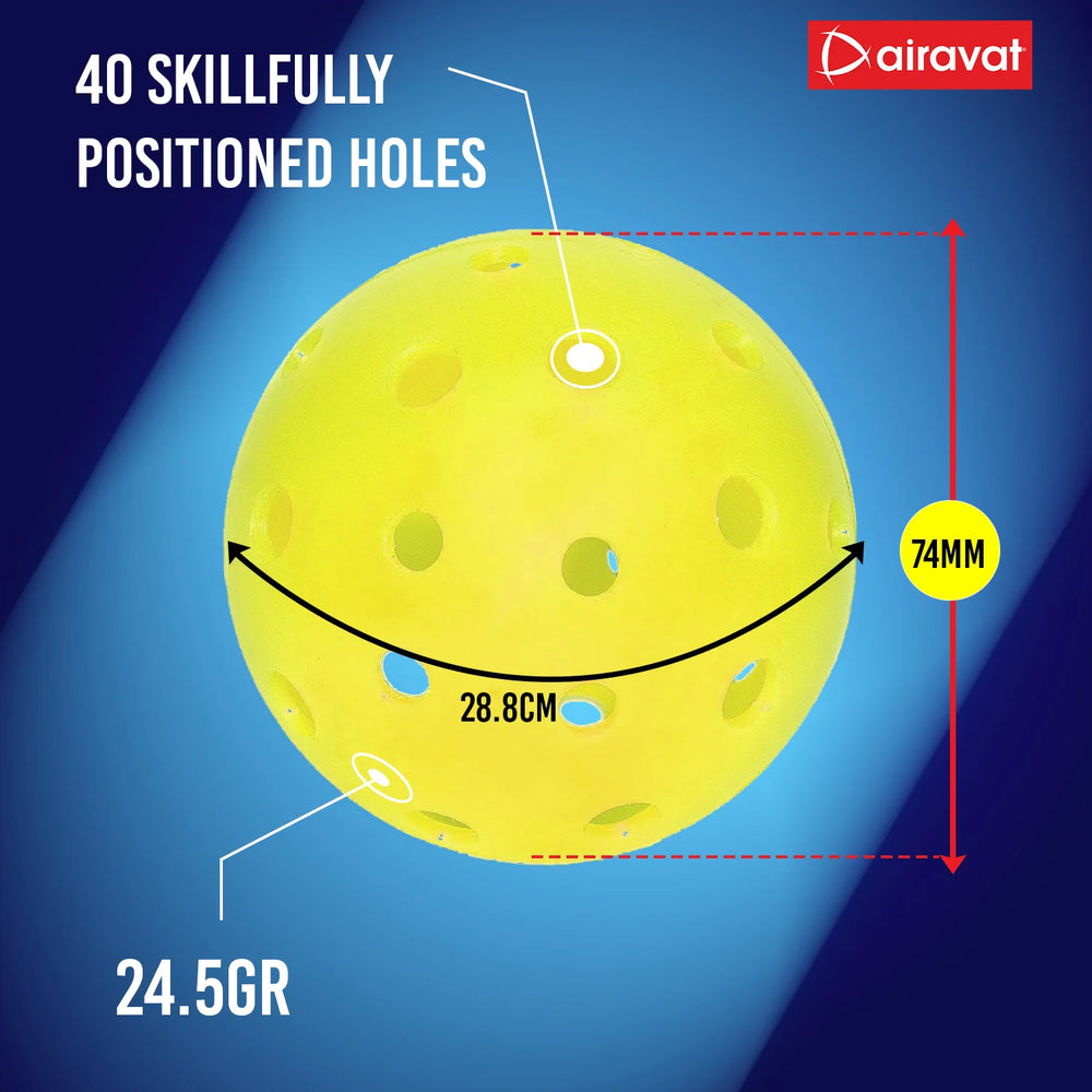 Airavat Outdoor 40 Hole Pickleball Balls, Pack of 6 - Best Price online Prokicksports.com