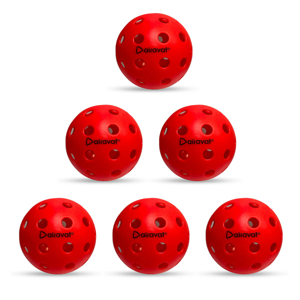 Airavat Outdoor 40 Hole Pickleball Balls, Pack of 6