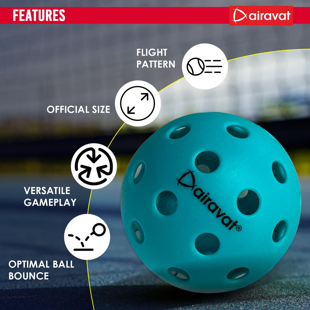 Airavat Outdoor 40 Hole Pickleball Balls, Pack of 6 - Best Price online Prokicksports.com