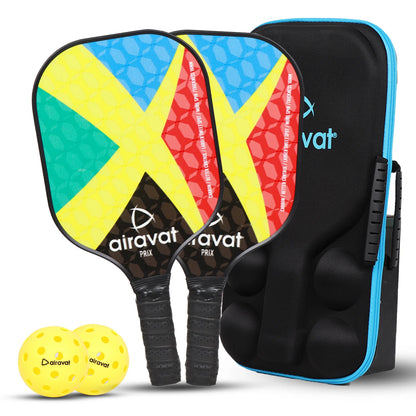 Airavat Prix 7404 Pickleball Paddle Set (Combo of 2 Pc Pickleball Paddles, 2 Pc Balls & 1 Premium Bag) - Best Price online Prokicksports.com