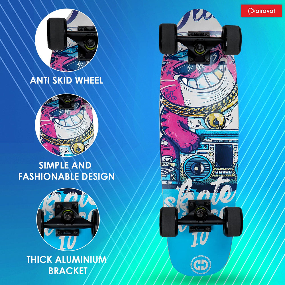 AIRAVAT Gallant Wooden Skateboard | Premium 7-Layer Deck with Non-Slip PU Wheels | Multicolor Board for Kids, Teens & Adults | Weight Capacity up to 100Kg - Best Price online Prokicksports.com