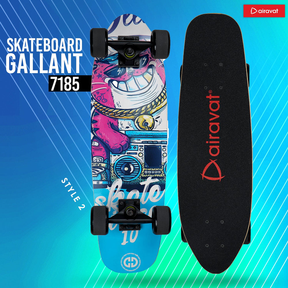 AIRAVAT Gallant Wooden Skateboard | Premium 7-Layer Deck with Non-Slip PU Wheels | Multicolor Board for Kids, Teens & Adults | Weight Capacity up to 100Kg - Best Price online Prokicksports.com