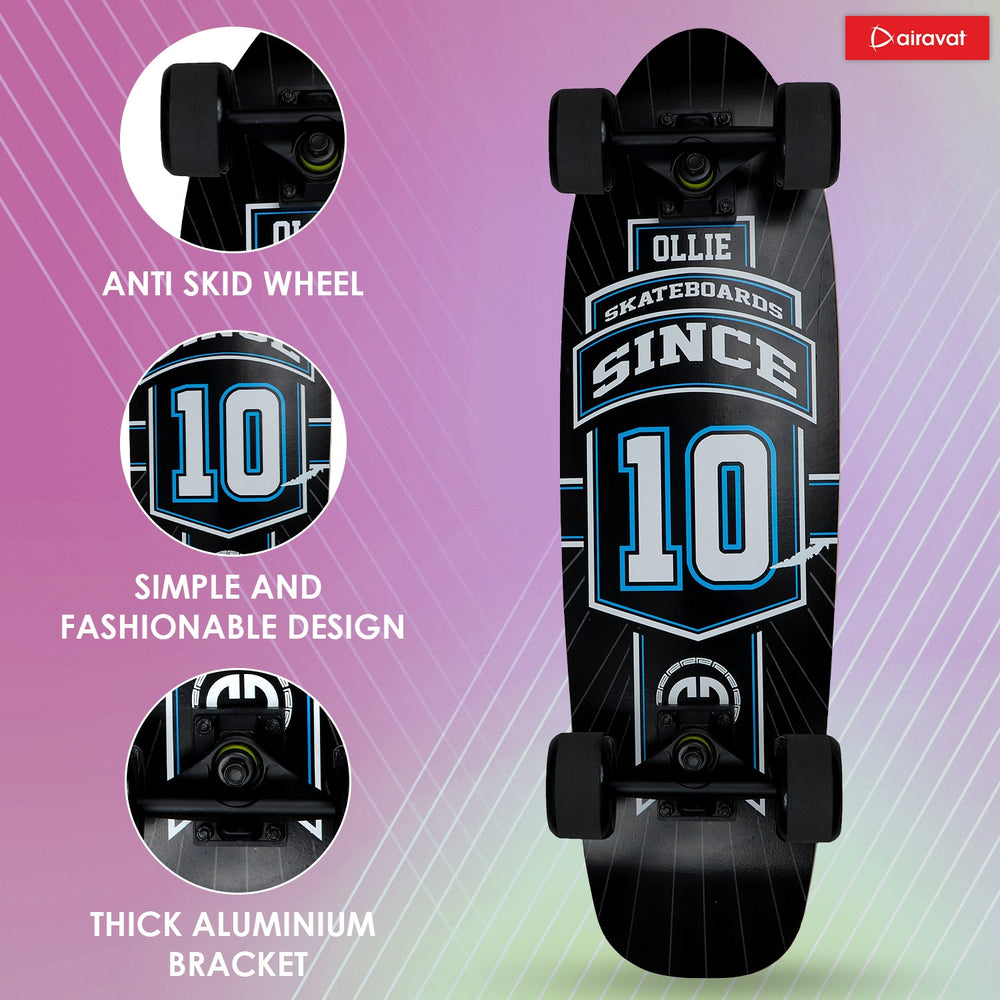 AIRAVAT Gallant Wooden Skateboard | Premium 7-Layer Deck with Non-Slip PU Wheels | Multicolor Board for Kids, Teens & Adults | Weight Capacity up to 100Kg
