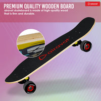 AIRAVAT Gallant Wooden Skateboard | Premium 7-Layer Deck with Non-Slip PU Wheels | Multicolor Board for Kids, Teens & Adults | Weight Capacity up to 100Kg
