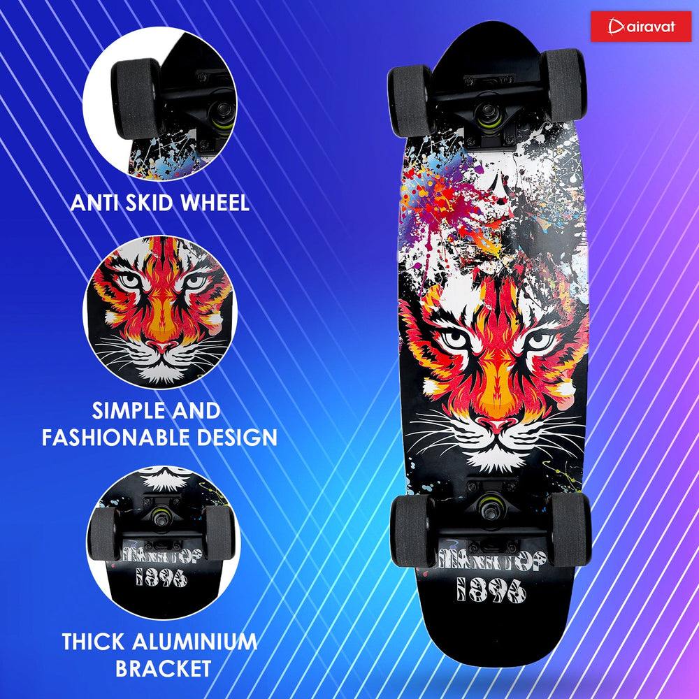 AIRAVAT Gallant Wooden Skateboard | Premium 7-Layer Deck with Non-Slip PU Wheels | Multicolor Board for Kids, Teens & Adults | Weight Capacity up to 100Kg - Best Price online Prokicksports.com