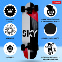 AIRAVAT Gallant Wooden Skateboard | Premium 7-Layer Deck with Non-Slip PU Wheels | Multicolor Board for Kids, Teens & Adults | Weight Capacity up to 100Kg