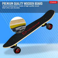 AIRAVAT Gallant Wooden Skateboard | Premium 7-Layer Deck with Non-Slip PU Wheels | Multicolor Board for Kids, Teens & Adults | Weight Capacity up to 100Kg