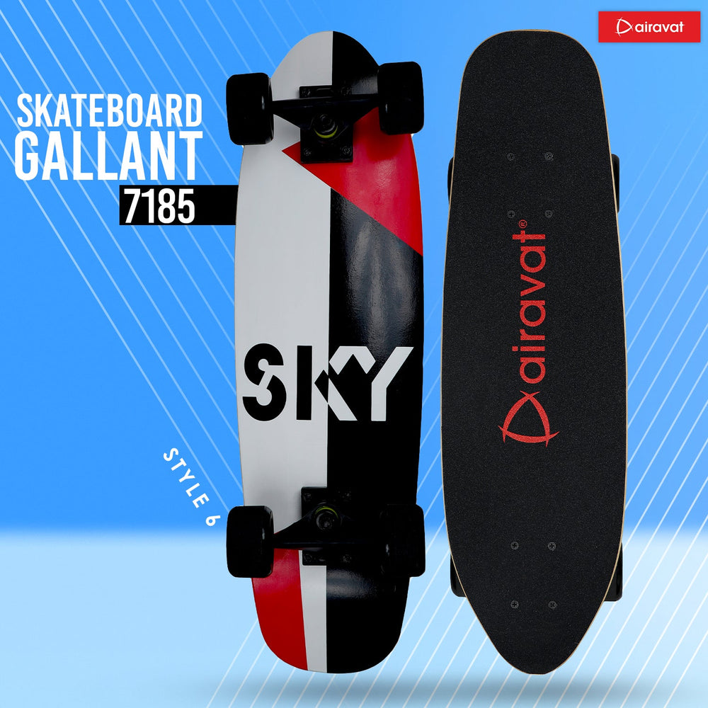 AIRAVAT Gallant Wooden Skateboard | Premium 7-Layer Deck with Non-Slip PU Wheels | Multicolor Board for Kids, Teens & Adults | Weight Capacity up to 100Kg
